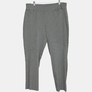 Talbots Womens Black White Honeycomb Print Stretch Ankle Pants Versatile Mod 12